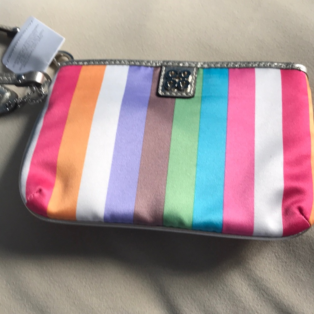 Multicolored coach wristlet